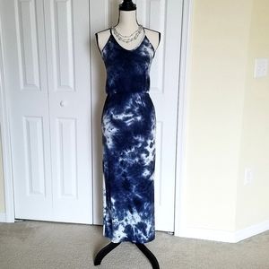 Originally Tie Dyed Maxi Dress Size S Navy Blue White